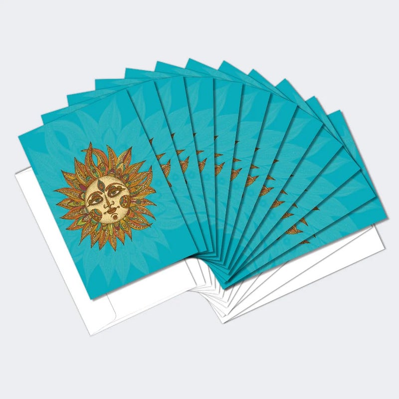 Tree-Free Greetings - All Occasion Cards - Artful Designs - 12 Greeting Cards + White Envelopes - Made in USA - 100% Recycled Paper - 4 x 6 - Vibrant Sun (FS56328) - Image 1